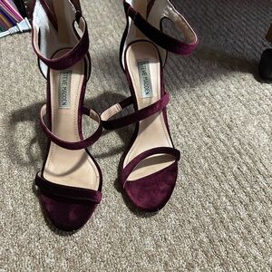 Steve Madden Women's Deep Burgundy velvet Strappy Heels